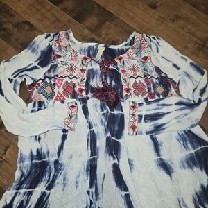 Raga Tie Dye Knit Cardigan [Size Small] Boho Embroidered